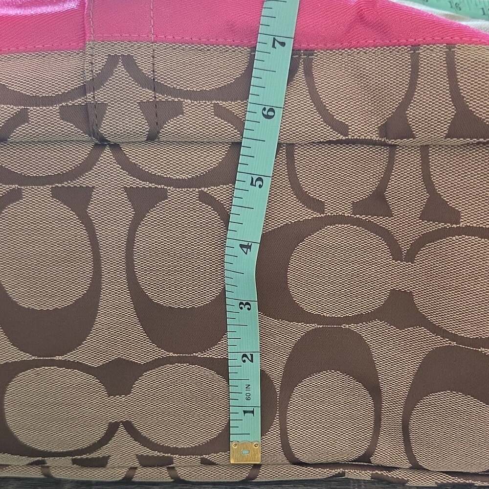 2000's Coach Signature Logo Tote Bag Large Brown Pink Diaper Bag Vtg Y2K - Picture 8 of 14